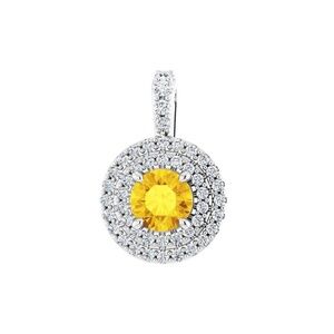 14K White Natural Yellow Sapphire & 1/4 CTW Natural Diamond Pendant